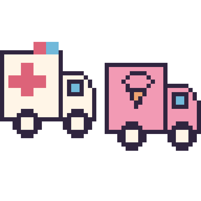 Modèle de pixel art Ambulance et Camion de glaces sur une grille de 48 par 48 cases