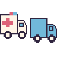 Pixel art Ambulance et Camion, grille 48 × 48