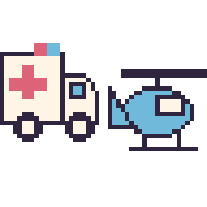 Modèle de pixel art Ambulance et Hélicoptère sur une grille de 48 par 48 cases