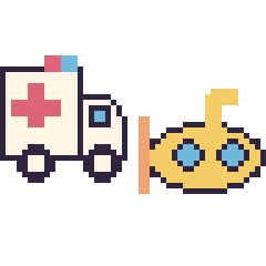 Pixel art Ambulance et Sous-marin, grille 48 × 48