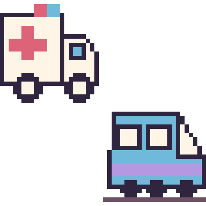Modèle de pixel art Ambulance et TGV sur une grille de 48 par 48 cases