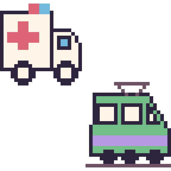 Modèle de pixel art Ambulance et Tramway sur une grille de 48 par 48 cases