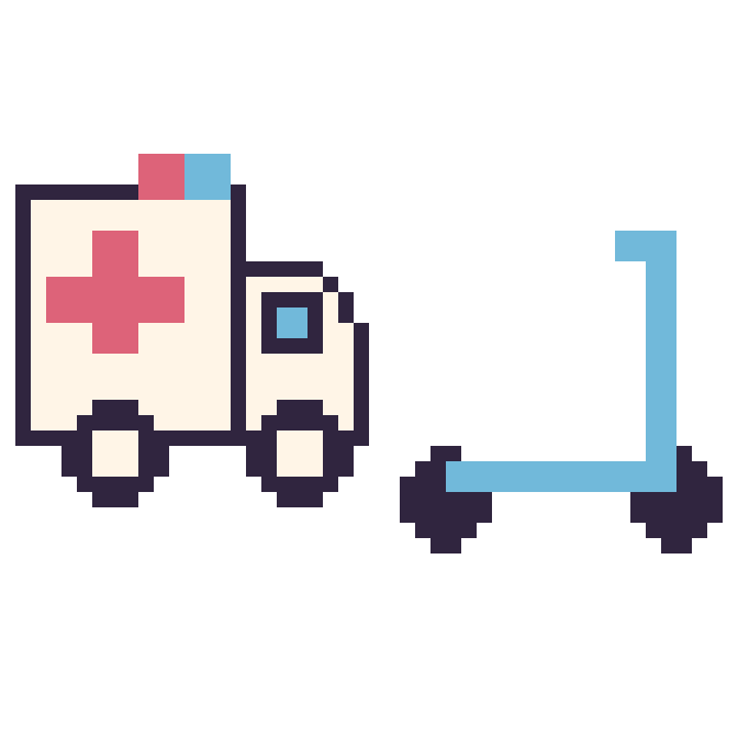 Modèle de pixel art Ambulance et Trottinette sur une grille de 48 par 48 cases