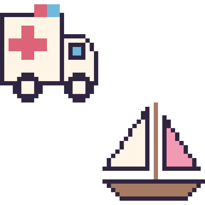 Modèle de pixel art Ambulance et Voilier sur une grille de 48 par 48 cases