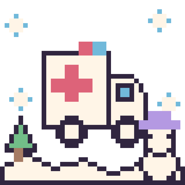 Modèle de pixel art Ambulance en hiver sur une grille de 40 par 40 cases
