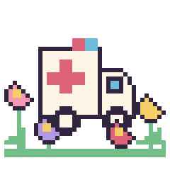 Pixel art Ambulance dans le jardin, grille 40 × 40