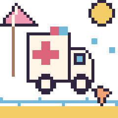 Pixel art Ambulance à la plage, grille 40 × 40