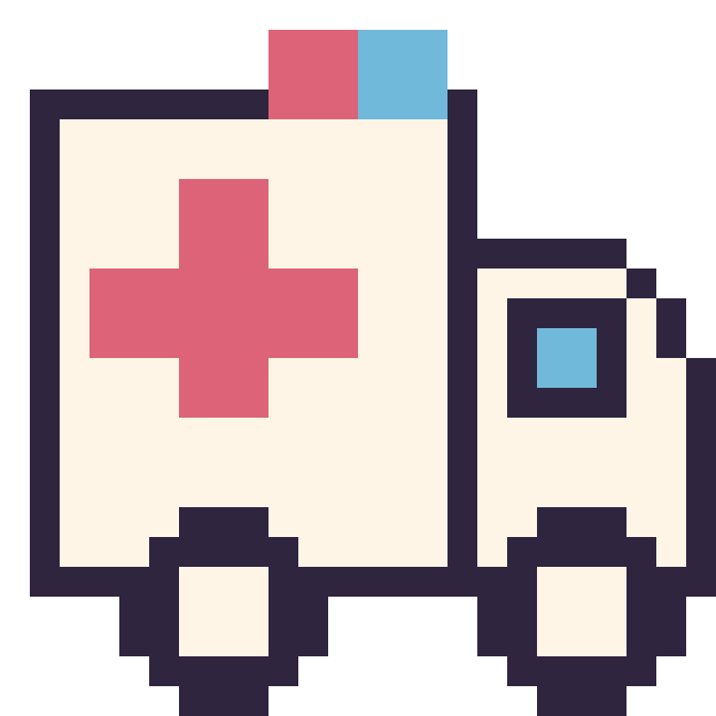 Modèle de pixel art Ambulance sur une grille de 24 par 24 cases