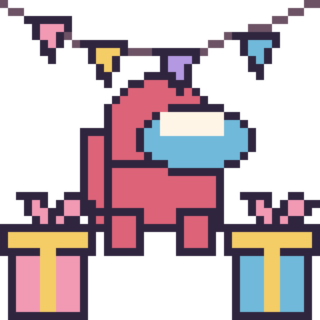 Modèle de pixel art Among Us pour un anniversaire sur une grille de 40 par 40 cases