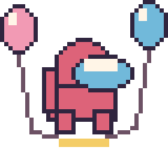 Pixel art Among Us avec des ballons, grille 40 × 40