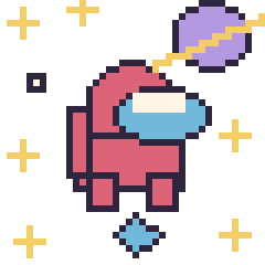 Pixel art Among Us dans l’espace, grille 40 × 40