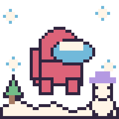 Pixel art Among Us en hiver, grille 40 × 40