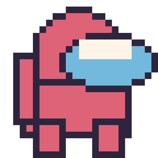 Modèle de pixel art Among Us sur une grille de 24 par 24 cases