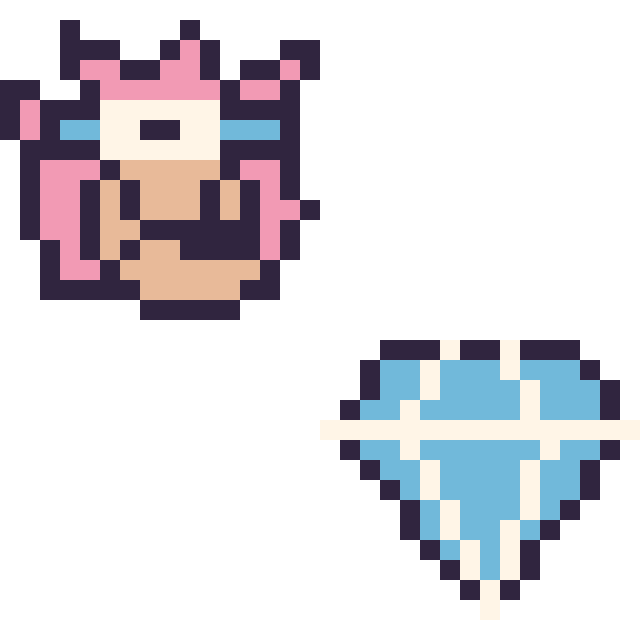 Modèle de pixel art Amy mini et Diamant simple 16 × 16 sur une grille de 32 par 32 cases
