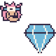 Pixel art Amy mini et Diamant, grille 40 × 40