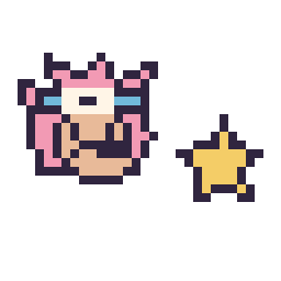 Pixel art Amy mini et Étoile simple 10 × 10, grille 32 × 32
