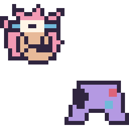 Pixel art Amy mini et Manette simple 16 × 16, grille 32 × 32