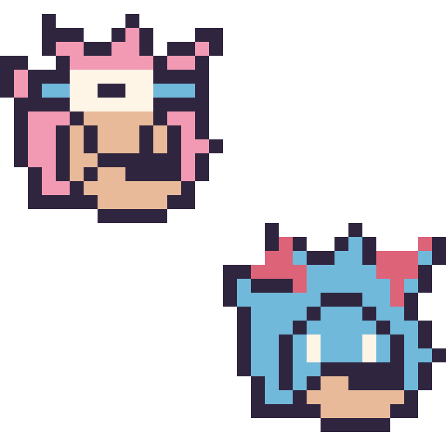 Modèle de pixel art Amy mini et Metal Sonic mini sur une grille de 32 par 32 cases