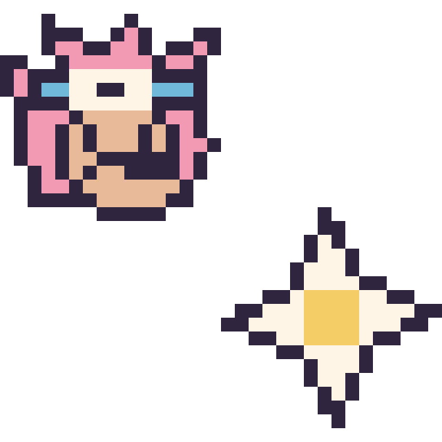 Modèle de pixel art Amy mini et Etoile nether Minecraft 16 × 16 sur une grille de 32 par 32 cases