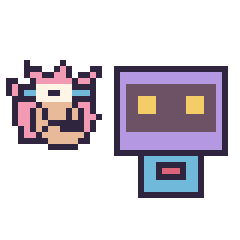 Pixel art Amy mini et Robot rétro, grille 40 × 40