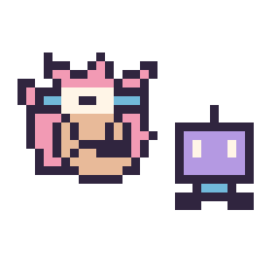 Pixel art Amy mini et Robot simple 12 × 12, grille 32 × 32