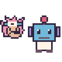 Pixel art Amy mini et Robot, grille 40 × 40