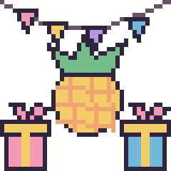 Pixel art Ananas pour un anniversaire, grille 40 × 40
