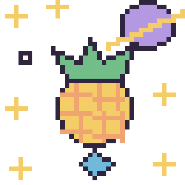 Modèle de pixel art Ananas dans l’espace sur une grille de 40 par 40 cases