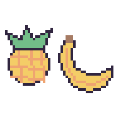 Pixel art Ananas et Banane, grille 48 × 48