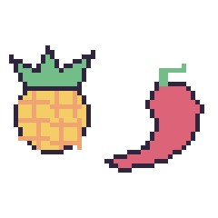Pixel art Ananas et Piment, grille 48 × 48