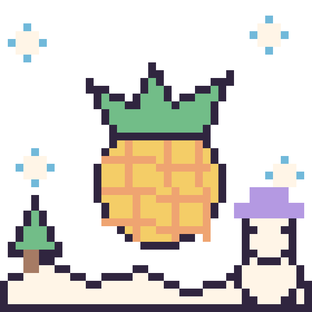 Modèle de pixel art Ananas en hiver sur une grille de 40 par 40 cases