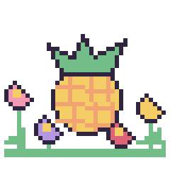 Pixel art Ananas dans le jardin, grille 40 × 40