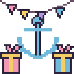 Pixel art Ancre pour un anniversaire, grille 40 × 40