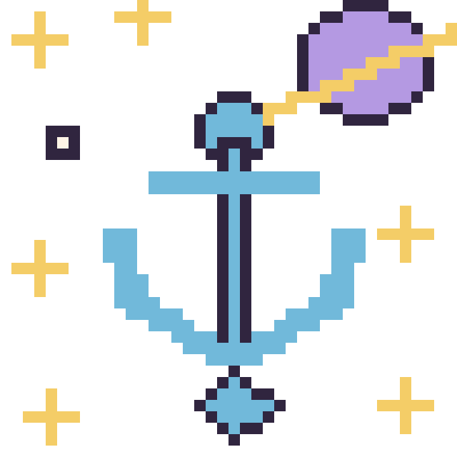 Modèle de pixel art Ancre dans l’espace sur une grille de 40 par 40 cases