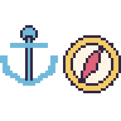 Pixel art Ancre et Boussole, grille 48 × 48