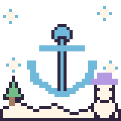 Pixel art Ancre en hiver, grille 40 × 40