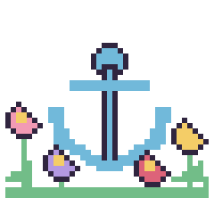 Pixel art Ancre dans le jardin, grille 40 × 40