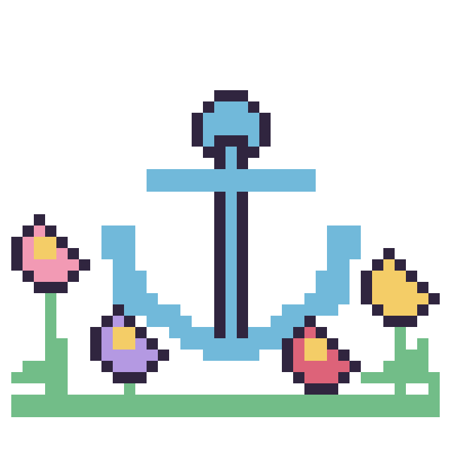Modèle de pixel art Ancre dans le jardin sur une grille de 40 par 40 cases