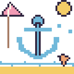 Pixel art Ancre à la plage, grille 40 × 40