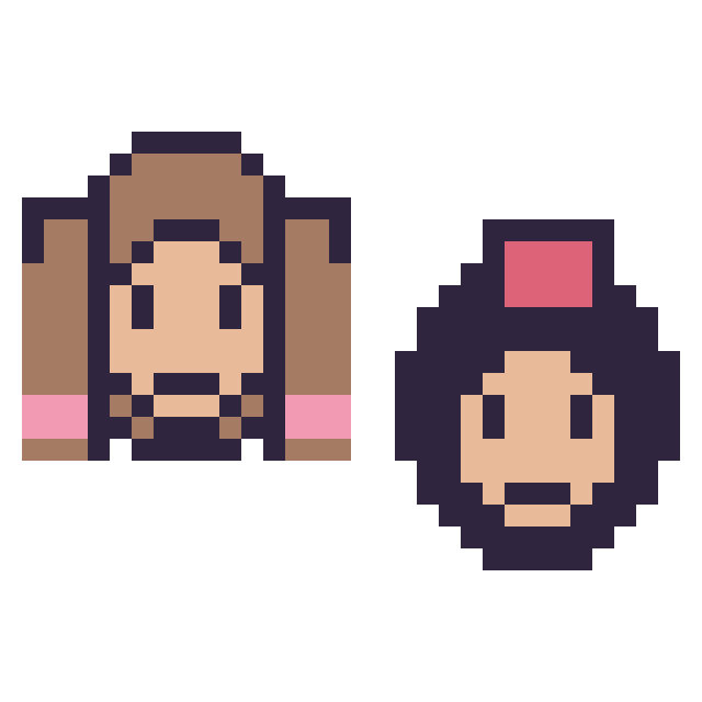 Modèle de pixel art Anna mini et Aladdin mini sur une grille de 32 par 32 cases