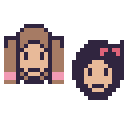 Pixel art Anna mini et Blanche-Neige mini, grille 32 × 32
