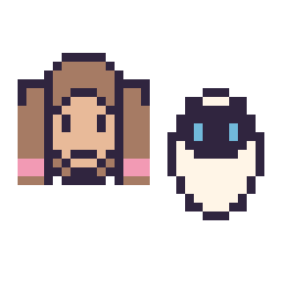 Pixel art Anna mini et EVE mini, grille 32 × 32