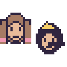 Pixel art Anna mini et Pinocchio mini, grille 32 × 32