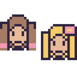 Pixel art Anna mini et Raiponce mini, grille 32 × 32