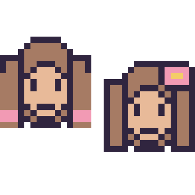Modèle de pixel art Anna mini et Vaiana mini sur une grille de 32 par 32 cases