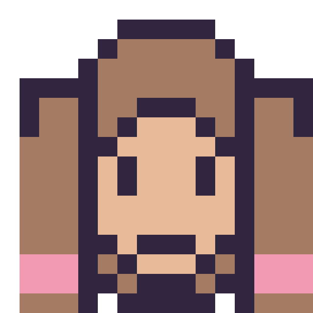 Modèle de pixel art Anna mini 16 × 16 sur une grille de 16 par 16 cases