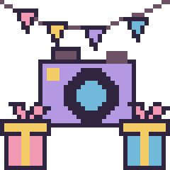 Pixel art Appareil photo pour un anniversaire, grille 40 × 40