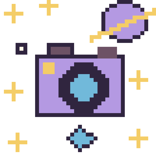Modèle de pixel art Appareil photo dans l’espace sur une grille de 40 par 40 cases