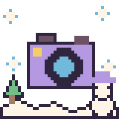 Pixel art Appareil photo en hiver, grille 40 × 40