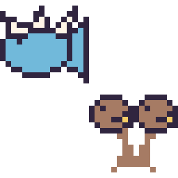 Pixel art Aquali mini et Doduo mini, grille 32 × 32